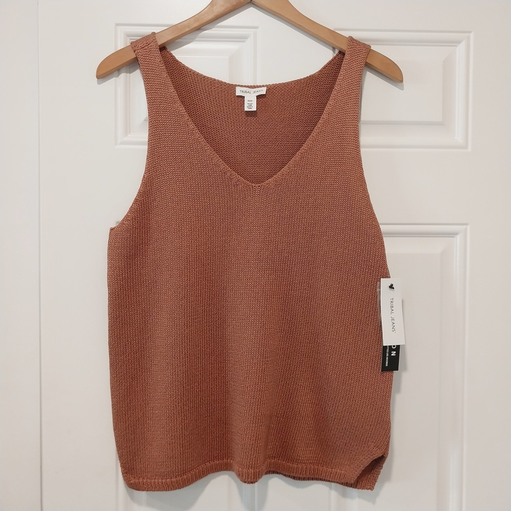Treasure & Bond Sleeveless V-Neck Knit Tank Top - Dusty Rose